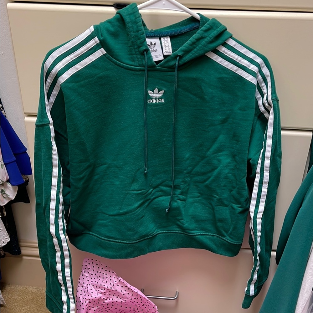 Adidas Forest Green Hoodie with White Accents